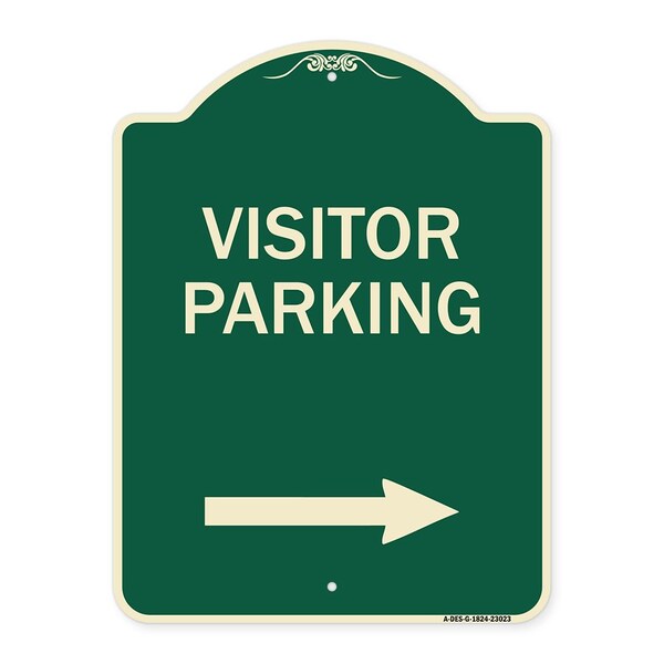 Reserved Parking Visitor Parking Arrow Pointing Right Heavy-Gauge Alum Sign, 24" x 18", G-1824-23023